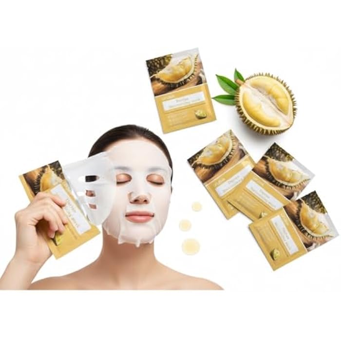 LIFUSHA Durian Moisturizing Face Mask, 30ml, Hydrating Sheet Mask with Fruit Essence (30ml, Durian) - Image 5